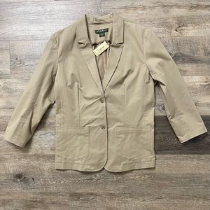 Eddie Bauer Blazer Jacket Womens Beige Cotton Button Front Coat  Top Sz (16)